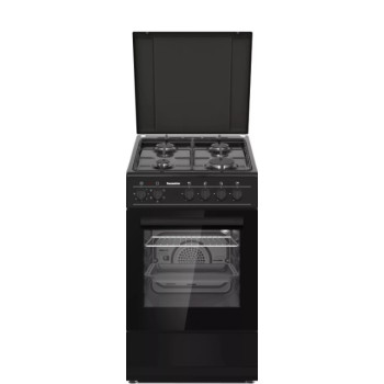 Hausmeister HM 5015 hőlégkeveréses kombinált tűzhely, fém dísztető, 49.8x61x86 cm, fekete szín 