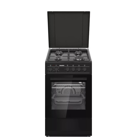 Hausmeister HM 5015 hőlégkeveréses kombinált tűzhely, fém dísztető, 49.8x61x86 cm, fekete szín 