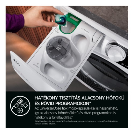 AEG LWR73166OE mosó-szárító gép sötétszürke 10/6kg WIFI, Universaldose, Prosteam®, 1600 f/p. nagy LED kijelző, Ökoinverter, gőzprogramok, 59.7x63.1x84.7 cm