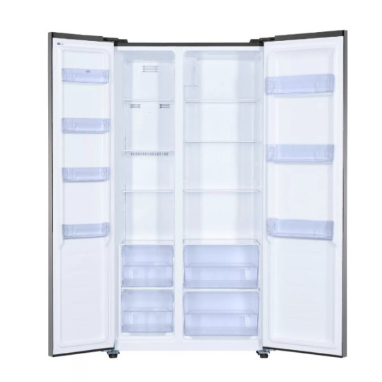 Hausmeister HM3300E No Frost side by side hűtőszekrény, 291/151L, inverter motor, 91x59x177 cm, inox 