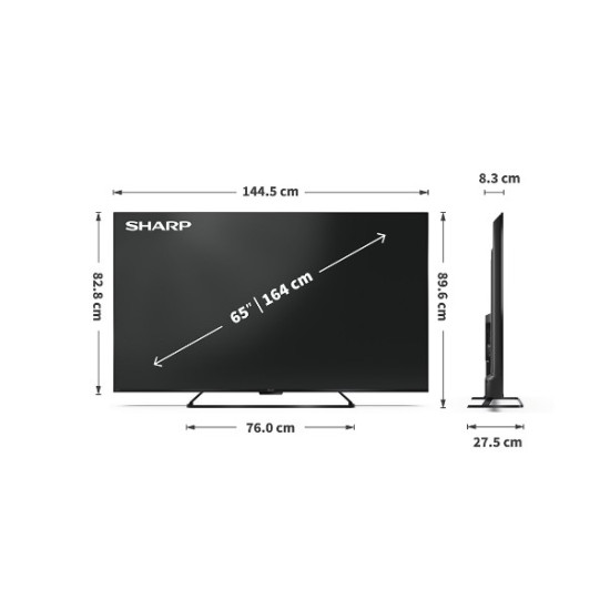 Sharp 65HR7265E 4K UHD Smart QLED TV, 65", 165.1 cm 