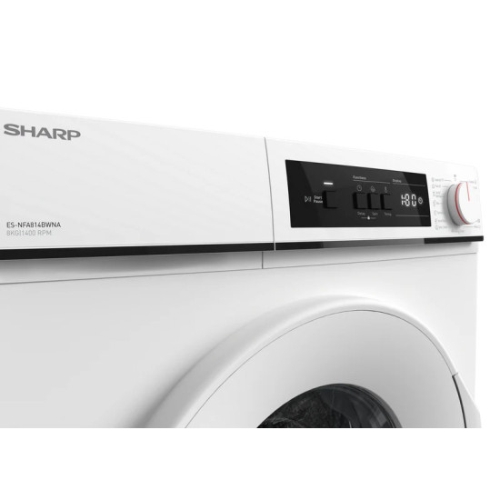 Sharp ES-NFA814BWNNA-EE elöltöltős mosógép, 8 kg, 59.7x52.7x84.5 cm