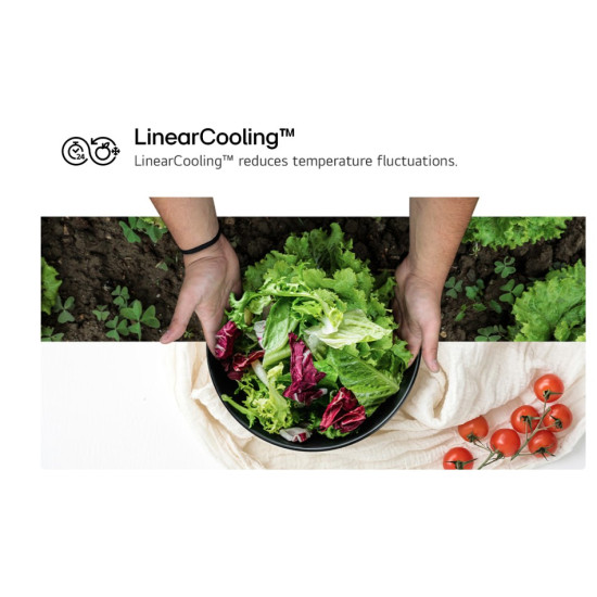 LG GBV22L0EPY No Frost alulfagyasztós kombinált hűtőszekrény, Smart Inverter Kompresszor, 277/110L, prime ezüst, 59.5x68.2x203 cm