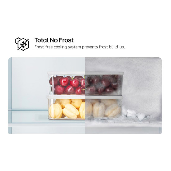 LG GBV22L0EPY No Frost alulfagyasztós kombinált hűtőszekrény, Smart Inverter Kompresszor, 277/110L, prime ezüst, 59.5x68.2x203 cm