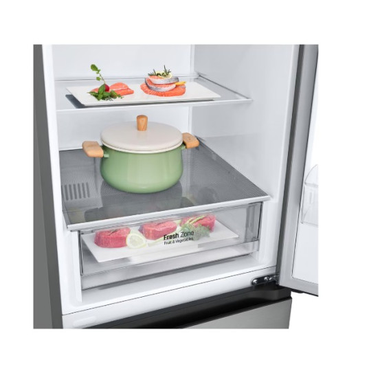 LG GBV22L0EPY No Frost alulfagyasztós kombinált hűtőszekrény, Smart Inverter Kompresszor, 277/110L, prime ezüst, 59.5x68.2x203 cm