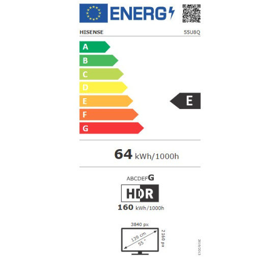 Hisense 55U8Q 4K UHD Smart MINI ULED TV, 55", 139.7 cm