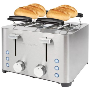Proficook PC-TA 1252 kenyérpirító, 4 szeletes, 1500W, inox, retro design, kiolvasztás, melegítő funkcióval