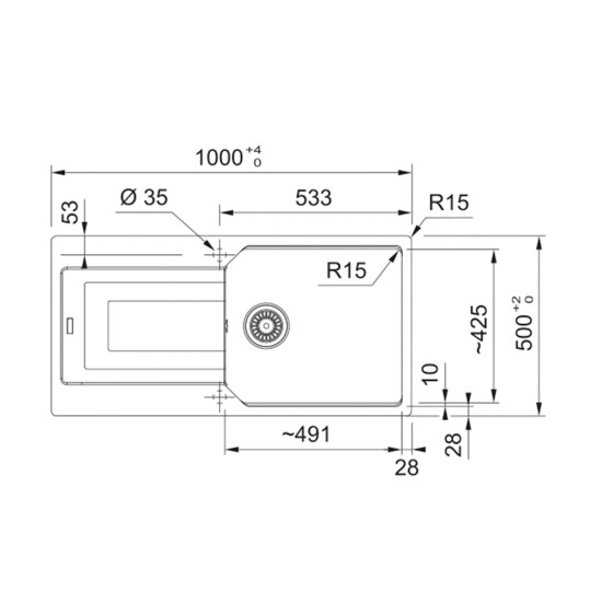 Franke UBG 611-100 A matt fekete mosogatótálca, távvezérlővel, 100x22x55 cm, 114.0682.530
