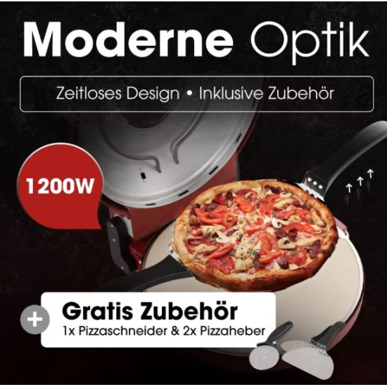 Clatronic PM 3787 pizzasütő, 1200W, piros szín 