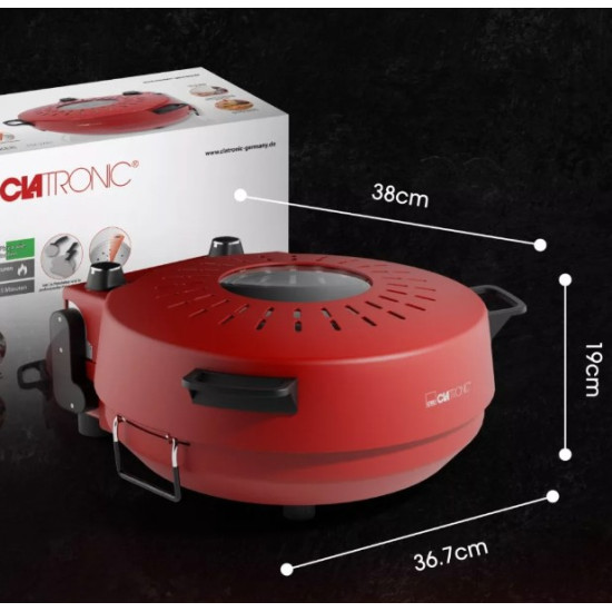 Clatronic PM 3787 pizzasütő, 1200W, piros szín 