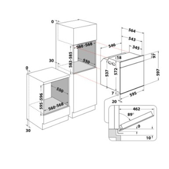 Whirlpool WOI78PT1SSGA beépíthető sütő, 73L, 6. Érzék technológia előre beállított receptek, 59.5x56.4x59.7 cm, pirolitikus tisztítás, csillagpor szürke fényes szín 