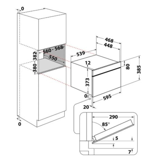 Whirlpool WMD54MW beépíthető mikrohullámú sütő, 31L, Crisp funkció, 64.5x63x48 cm, fehér szín 