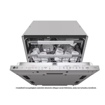 LG DB476TXS teljesen beépíthető mosogatógép, 14 teríték, inverter motor, Wifi, automatikus ajtónyitás, 3 kosár, 59.8x55.4x81.5 cm, inox