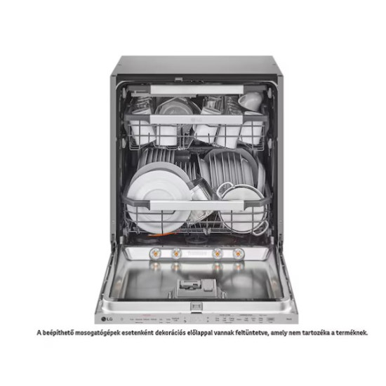 LG DB476TXS teljesen beépíthető mosogatógép, 14 teríték, inverter motor, Wifi, automatikus ajtónyitás, 3 kosár, 59.8x55.4x81.5 cm, inox