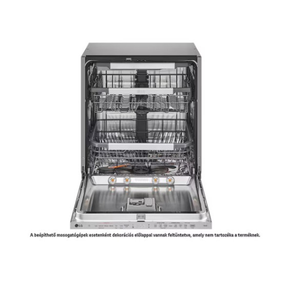LG DB476TXS teljesen beépíthető mosogatógép, 14 teríték, inverter motor, Wifi, automatikus ajtónyitás, 3 kosár, 59.8x55.4x81.5 cm, inox