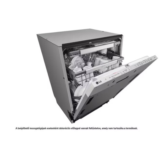 LG DB476TXS teljesen beépíthető mosogatógép, 14 teríték, inverter motor, Wifi, automatikus ajtónyitás, 3 kosár, 59.8x55.4x81.5 cm, inox