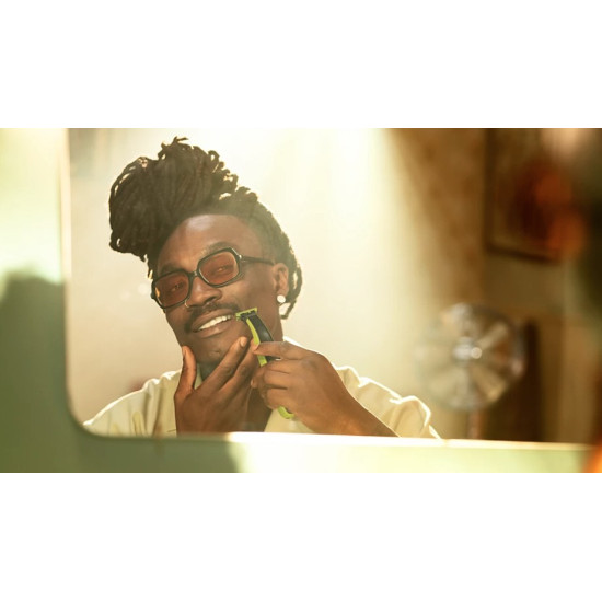 Philips QP2734/23 OneBlade 360 rezgőkéses borotva, száraz és nedves használat, limezöld/grafitszürke szín 