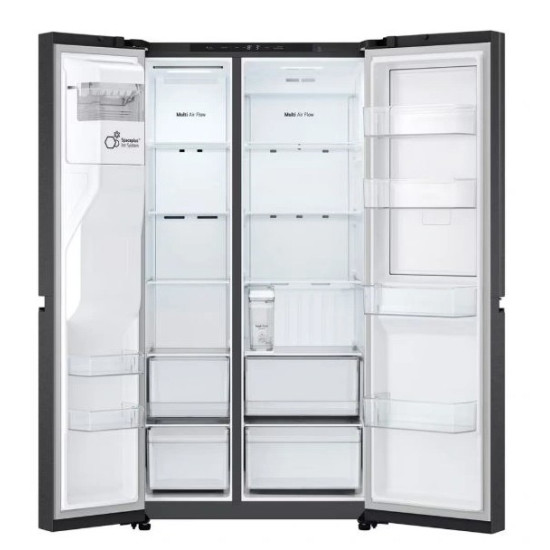 LG GSJC41EPPE side by side hűtőszekrény, 420/221L, Smart Inverter Kompresszor, 91.3x73.5x179 cm, essence matt fekete szín