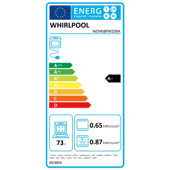 Whirlpool WOI4S8PM2SBA beépíthető sütő, 73L, pirolitikus és hidrolitikus tisztítás, 6. Érzék technológia előre beállított receptek, 59.5x56.4x59.7 cm, fekete szín