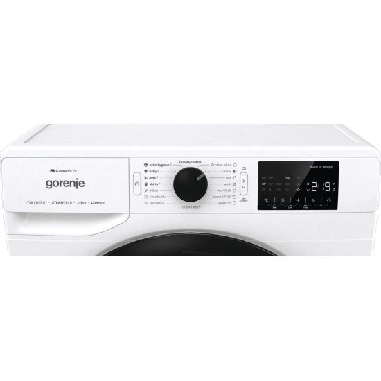 Gorenje WPNEI72A1SWIFI elöltöltős mosógép, 7 kg, Wifi, gőz, inverter motor, 60x54.5x85 cm