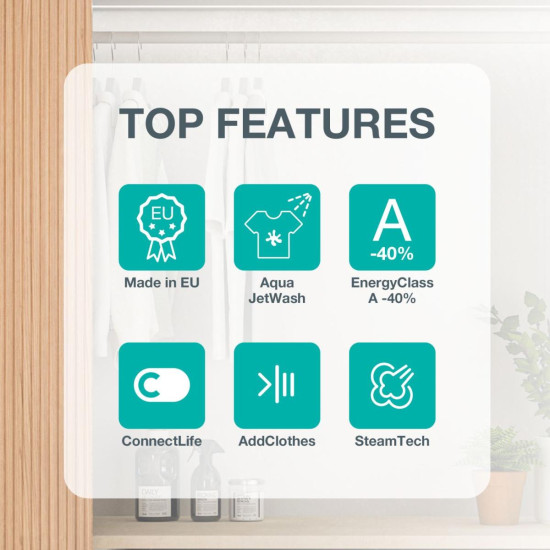 Gorenje WNS14A4TWIFI elöltöltős mosógép, Wifi, gőz, 10 kg, inverter motor, 60x61x85 cm