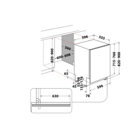 Whirlpool WH8IA15AM6L0 teljesen beépíthető mosogatógép, 3 kosár, 15 teríték, automatikus ajtónyitás, 59.8x55.5x82 cm