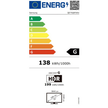 Samsung QE75Q6FAAUXXH 4K UHD Smart QLED TV, 75", 190.5 cm 