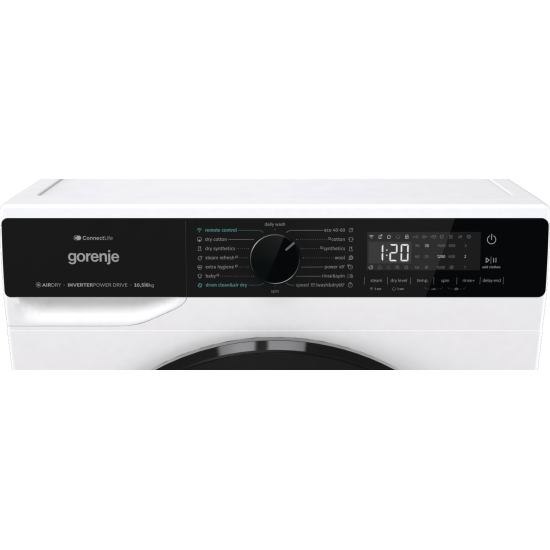 Gorenje WD2PA1X64ADW mosó-szárítógép, 10.5/6 kg, inverter motor, Wifi, gőz, 59.5x59x84.5 cm 
