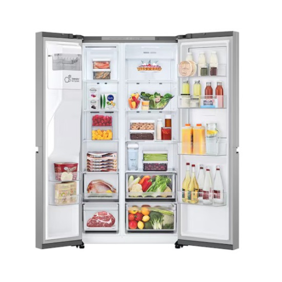 LG GSJC41PYPE side by side hűtőszekrény, 420/221L, Smart Inverter Kompresszor, 91.3x73.5x179 cm, hamvas matt ezüst szín 