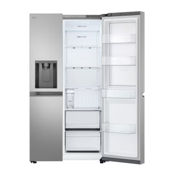 LG GSJC41PYPE side by side hűtőszekrény, 420/221L, Smart Inverter Kompresszor, 91.3x73.5x179 cm, hamvas matt ezüst szín 