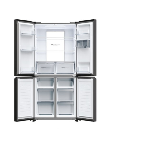 Haier HCR7818DWPT No Frost side by side hűtőszekrény francia ajtós kialakítással, 307/156L, 83.3x65x181.5 cm, fekete szín 