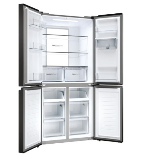 Haier HCR7818DWPT No Frost side by side hűtőszekrény francia ajtós kialakítással, 307/156L, 83.3x65x181.5 cm, fekete szín 