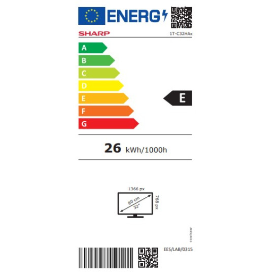 Sharp 32HA1205E HD Ready Smart LED TV, 32", 81.28 cm 