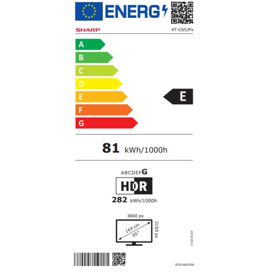 Sharp 65JP7265E 4K UHD Smart QLED MiniLED TV, 65", 165.1 cm 