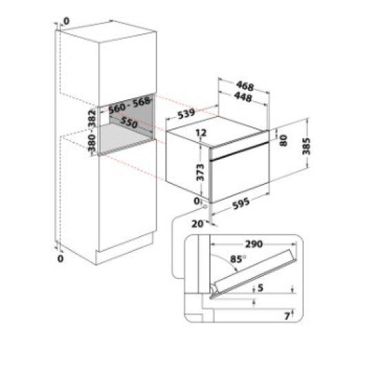 Whirlpool WMD54MX beépíthető mikrohullámú sütő, 31L, Crisp funkció, 800W, 59.5x46.8x38.5 cm, inox szín 