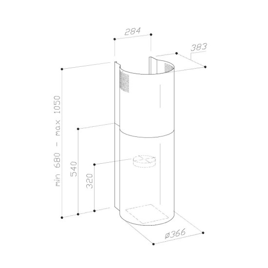 Sirius MO-209 falra szerelhető hengeres elszívó, fehér szín