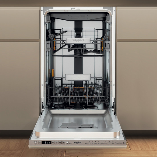 Whirlpool WH6IB10BS7LA0 teljesen beépíthető mosogatógép, 10 teríték, automatikus ajtónyitás, 44.8x55.5x82 cm