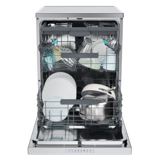 Candy CF 6B4S1PX mosogatógép, 16 teríték, inverter motor, 3 kosár, Wifi, automatikus ajtónyitás, 59.7x59.8x85 cm, inox szín 