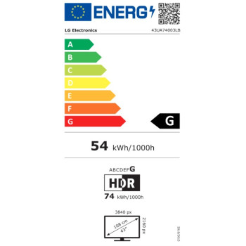 LG 43UA74003LB 4K UHD AI Smart LED TV, 43", 109.22 cm