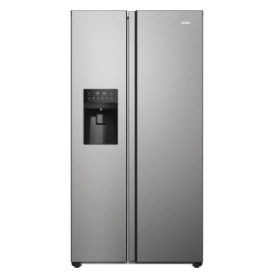 Haier HSR3918EIMP No Frost side by side hűtőszekrény, 337/178L, Dual Inverter Kompresszor, 90.8x65.9x177.5 cm, platina inox szín 