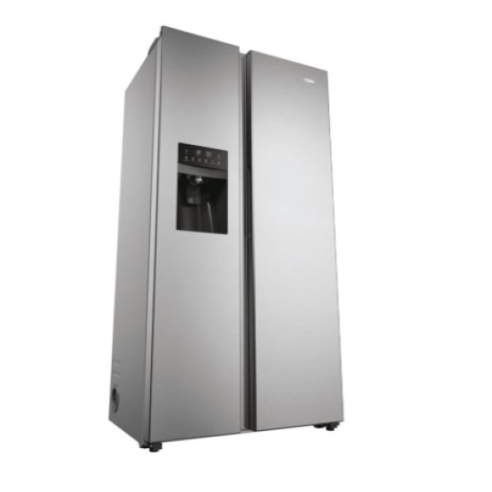 Haier HSR3918EIMP No Frost side by side hűtőszekrény, 337/178L, Dual Inverter Kompresszor, 90.8x65.9x177.5 cm, platina inox szín 