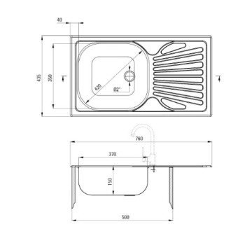 Deante ZMU 3110 1 medencés mosogatótálca csepegtetővel, 43.5x76x15 cm, 5907650845737, dekor szín 