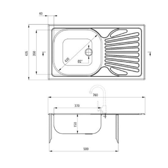 Deante ZMU 3110 1 medencés mosogatótálca csepegtetővel, 43.5x76x15 cm, 5907650845737, dekor szín 