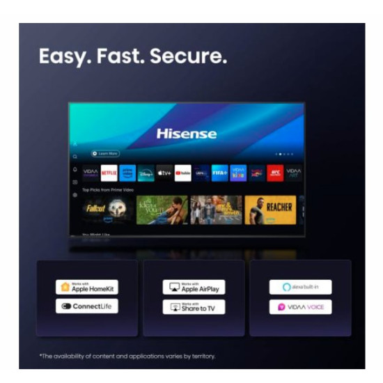 Hisense 65U7Q 4K UHD ULED MiniLED Smart AI TV, 65", 165.1 cm