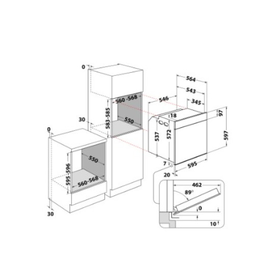 Whirlpool WOI78HT1SSGA beépíthető sütő, 73L, 6. Érzék technológia előre beállított receptek, 59.5x56.4x59.7 cm, csillagpor szürke fényes szín