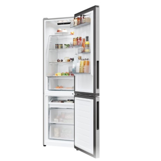 Candy CNCQ2T518EX No Frost alulfagyasztós kombinált hűtőszekrény, 197/82L, Wifi, 54.5x60.2x182.5 cm, inox szín 