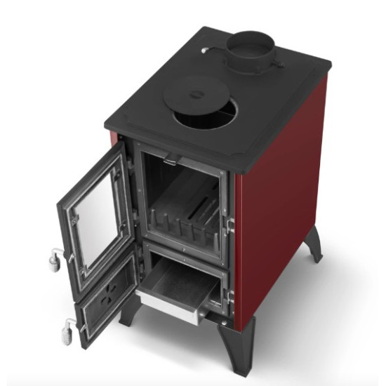 Hunor 806 Iglo kályha, bordó, 10.6kW, Öntöttvas tűztér