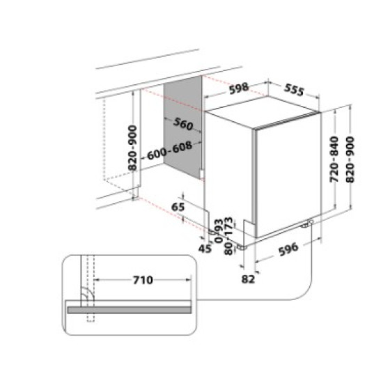 Whirlpool WH8IA15AM3TUS0 teljesen beépíthető mosogatógép, 3 kosár, automatikus ajtónyitás, 15 teríték, 59.8x55.5x82 cm