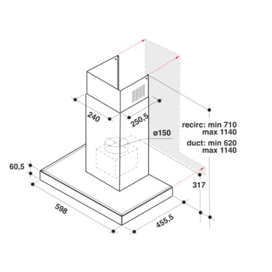 Whirlpool WHBS 62F LT K/1 sziget elszívó, 59.8x45.5x114 cm, fekete szín 