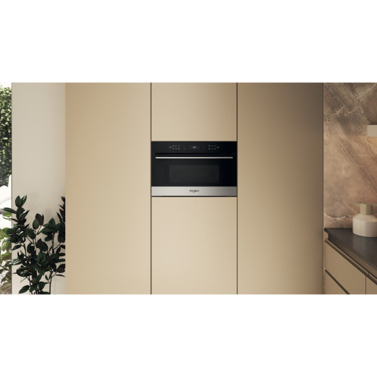 Whirlpool WMD7O4TX beépíthető mikrohullámú sütő, 31L, 800W, Crisp funkció, 59.5x46.8x38.5 cm, inox szín 